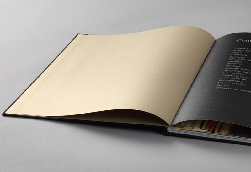 A luxurious hand made book to be used as a property portfolio
